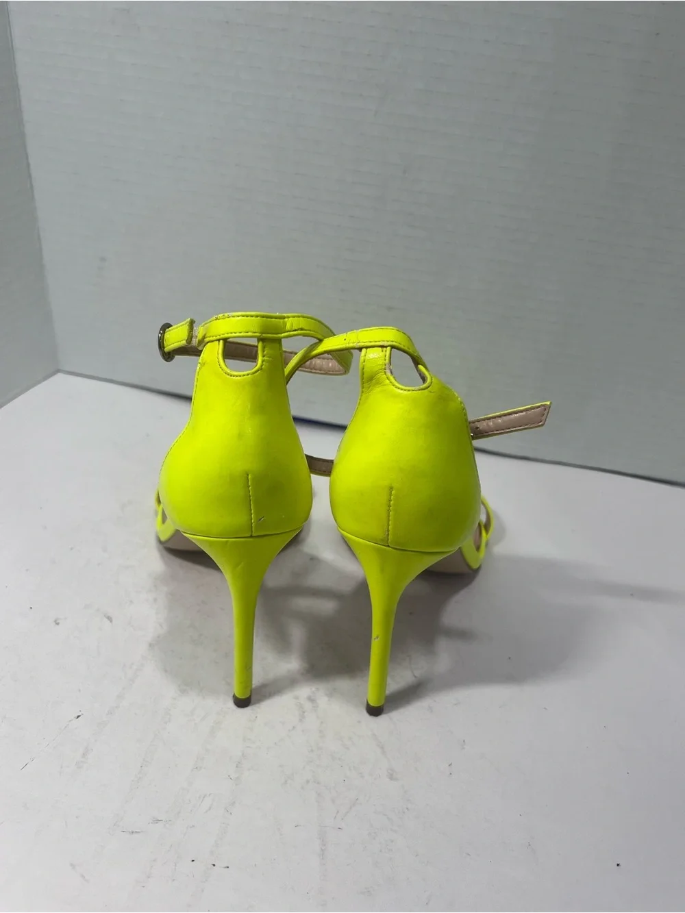 Jessica Simpson Neon Yellow Ankle-Strap Stiletto Sandals